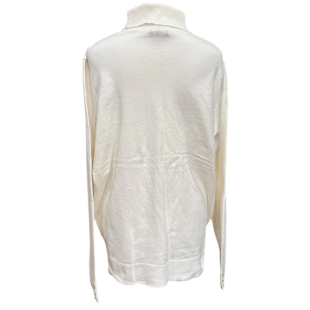 Chaps Womens Cream Turtleneck Sweater Long Sleeve Button Detail Size XL‎